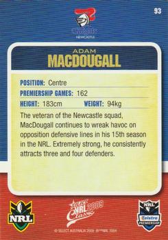 2009 Select Classic #93 Adam MacDougall Back